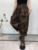 Women's Harem Pants Plaid Plus Size Corduroy