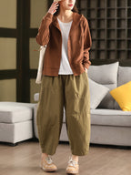 Women's Harem Pants Blue 100% Cotton Casual Style
