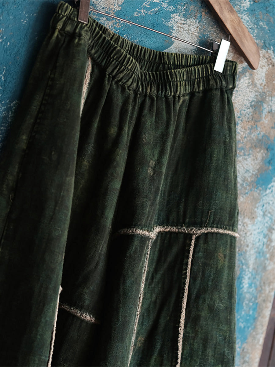 Women's Wide Leg Pants Black Cotton Plus Size