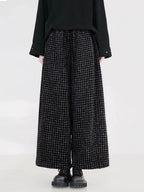 Women's Straight Pants Ankle Length Plaid Fleece Lined Blend