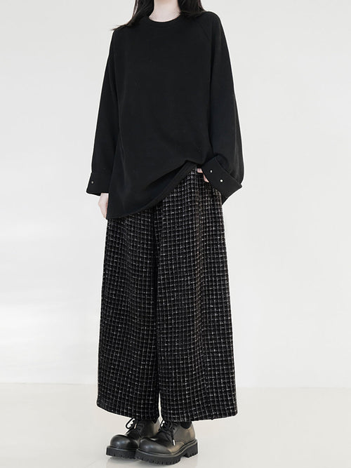 Women's Straight Pants Ankle Length Plaid Fleece Lined Blend