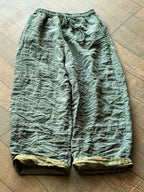 Women's Wide Leg Pants Green Linen Plus Size