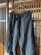 Women's Wide Leg Pants Green Linen Plus Size