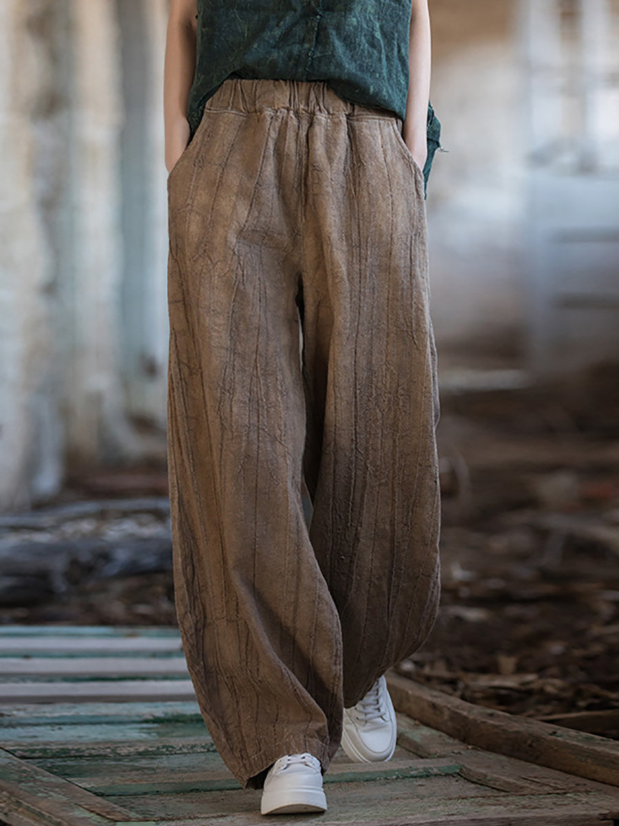 Women's Harem Pants Vintage Tie-Dye Fleece-Lined Plus Size Cotton