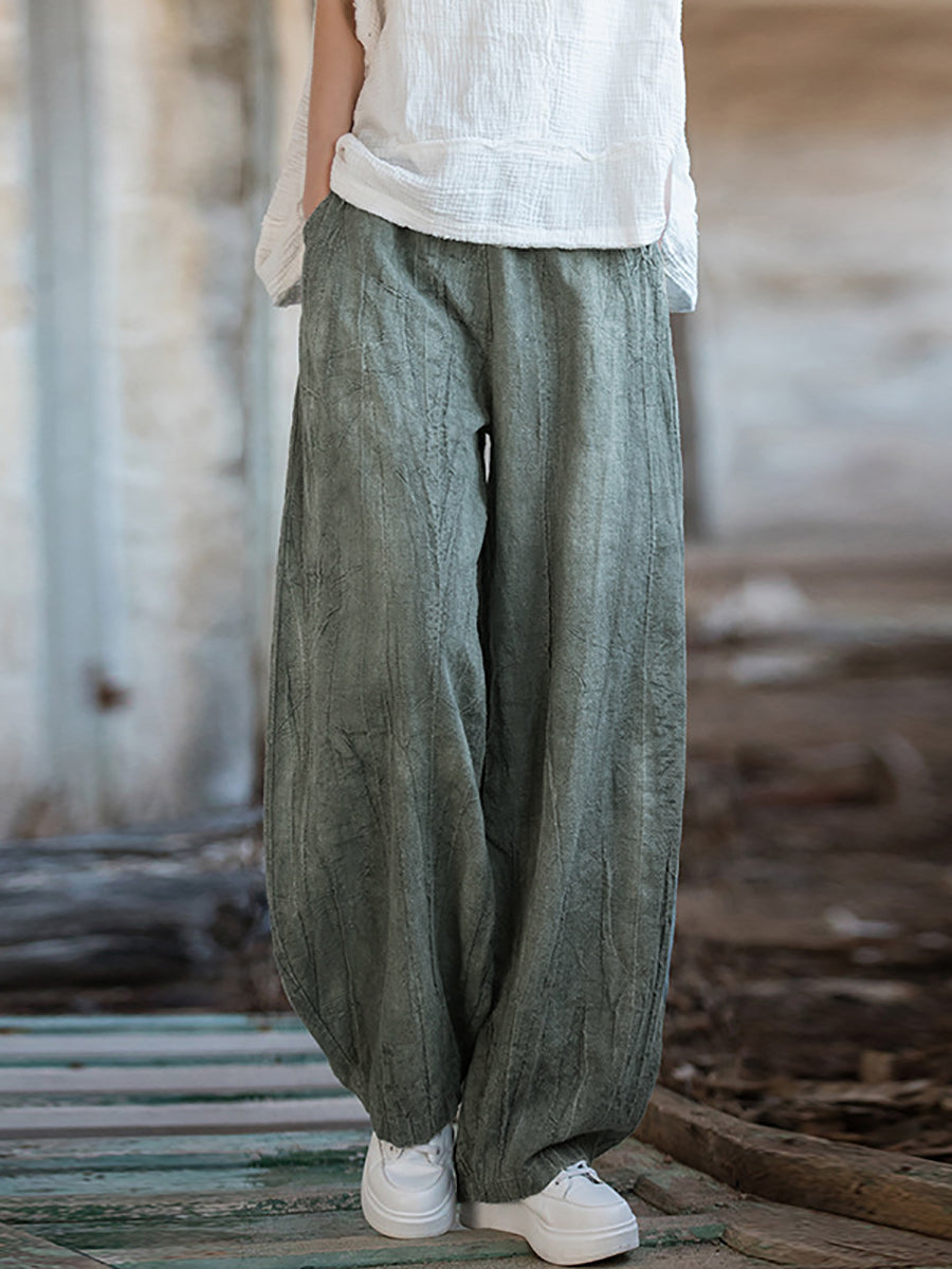 Women's Harem Pants Vintage Tie-Dye Fleece-Lined Plus Size Cotton