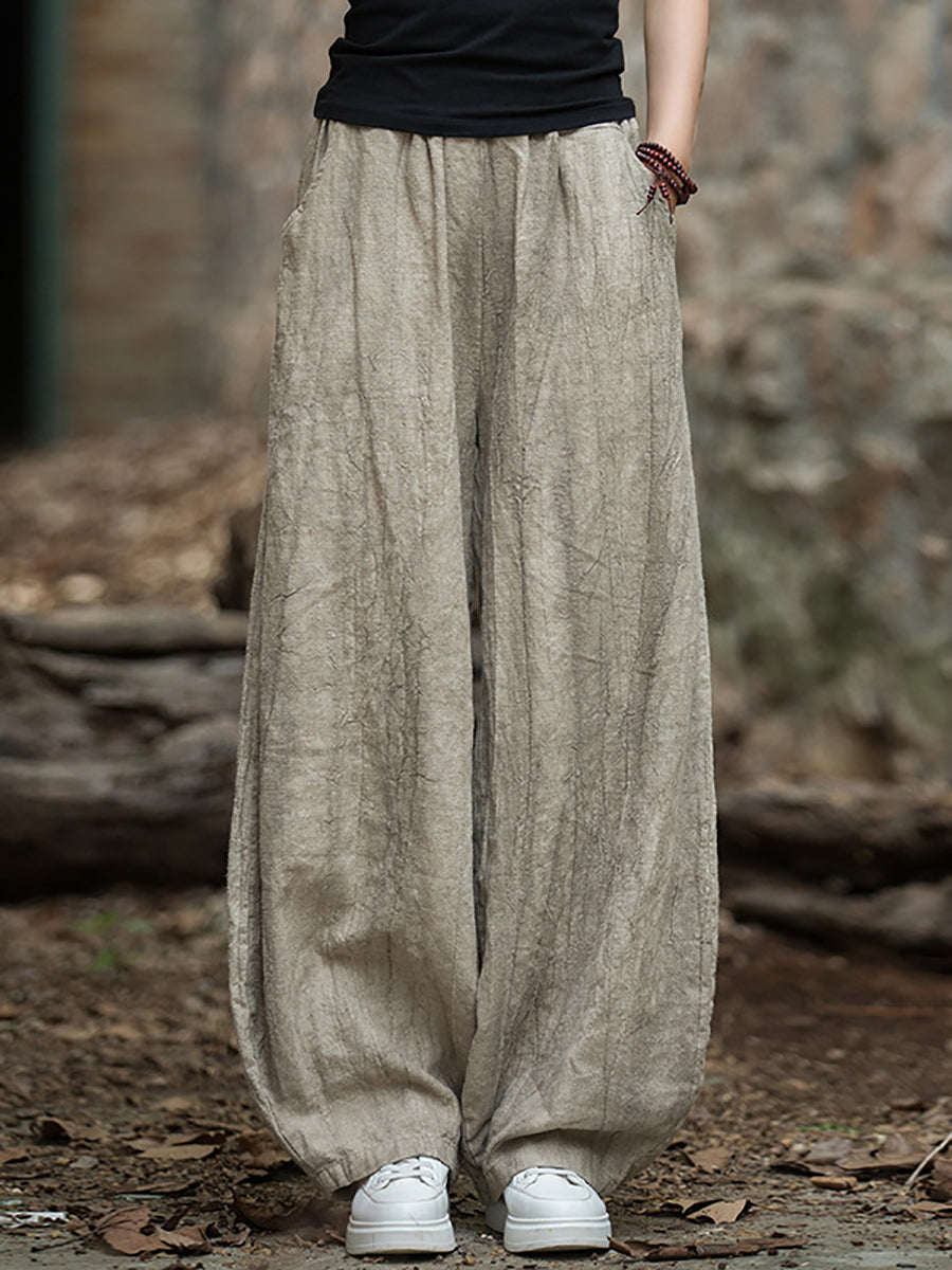 Women's Harem Pants Vintage Tie-Dye Fleece-Lined Plus Size Cotton