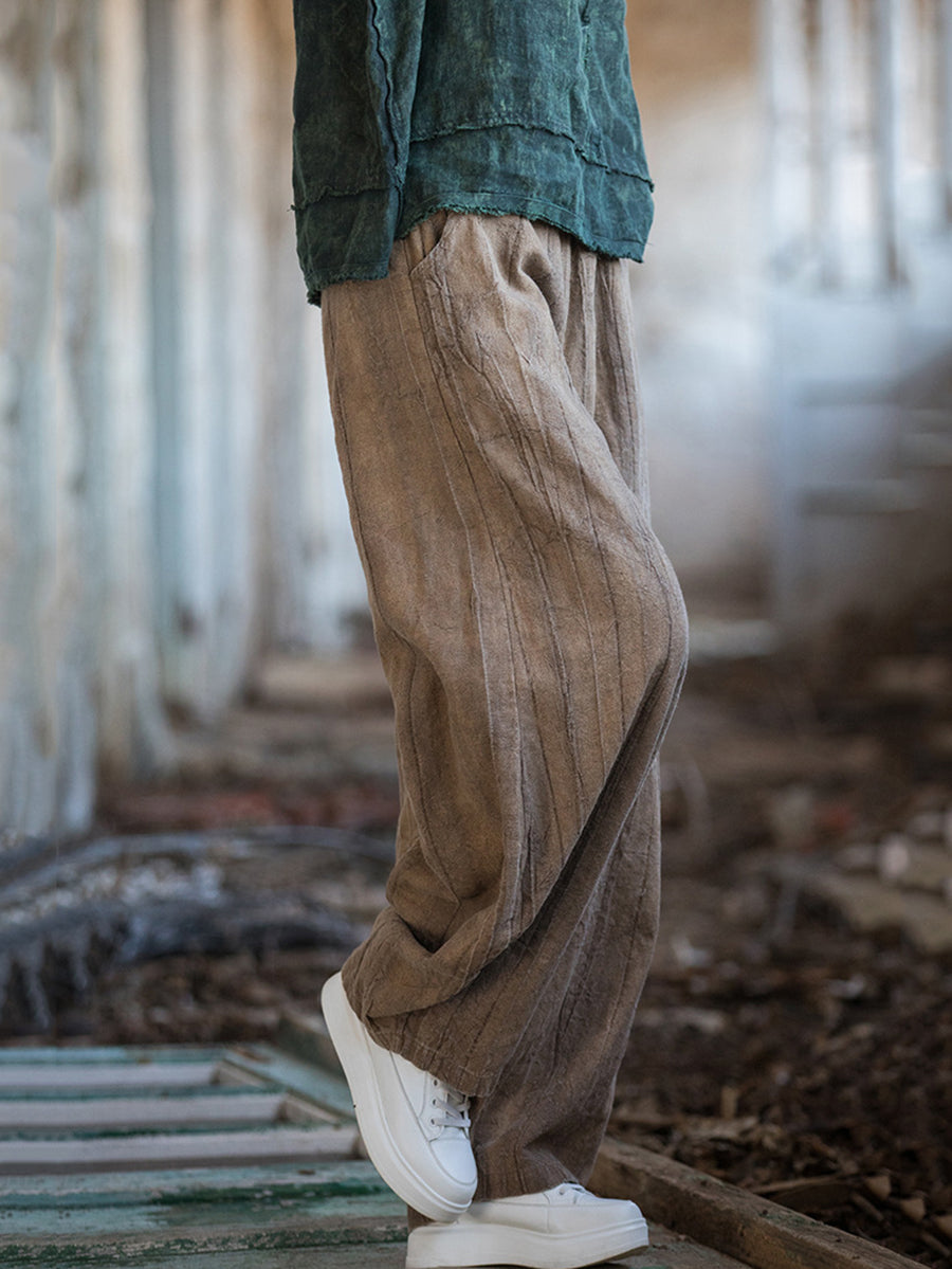 Women's Harem Pants Vintage Tie-Dye Fleece-Lined Plus Size Cotton