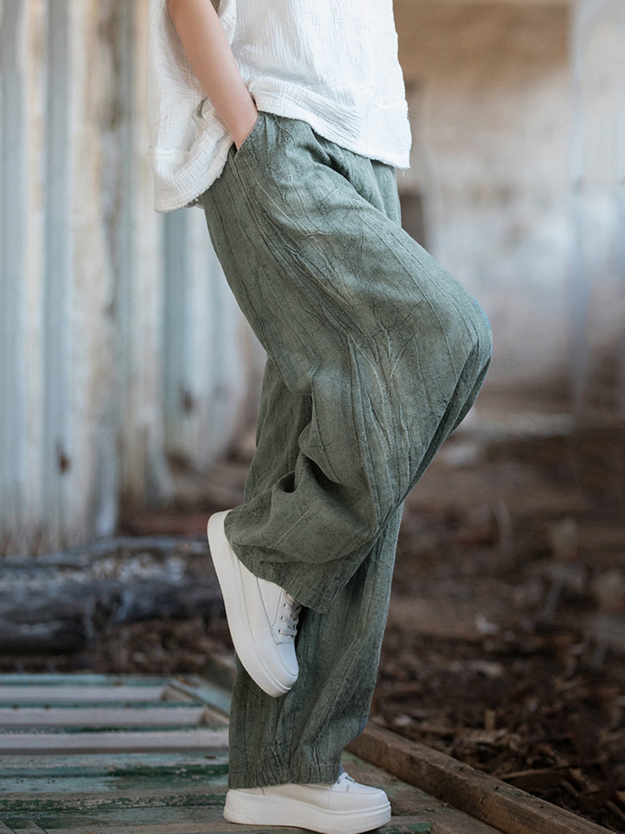 Women's Harem Pants Vintage Tie-Dye Fleece-Lined Plus Size Cotton