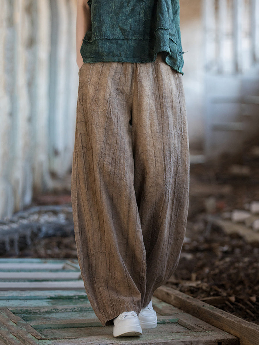 Women's Harem Pants Vintage Tie-Dye Fleece-Lined Plus Size Cotton