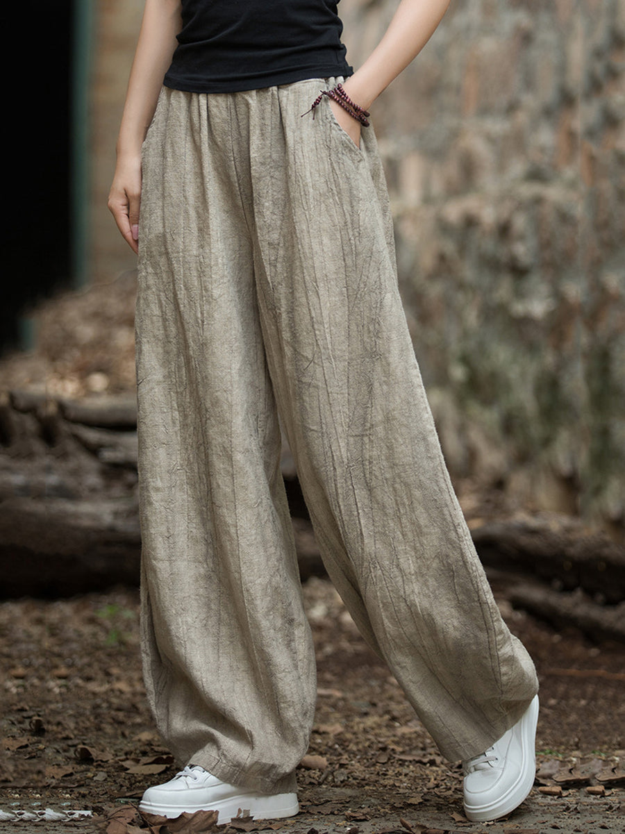 Women's Harem Pants Vintage Tie-Dye Fleece-Lined Plus Size Cotton