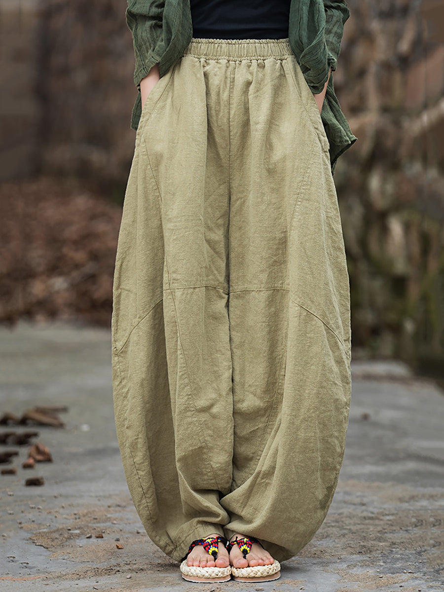 Plus Size Women's Harem Pants Black Fleece-lined Cotton