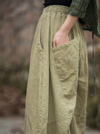 Plus Size Women's Harem Pants Black Fleece-lined Cotton
