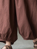 Women's Plus Size Lantern Pants Beige Linen Cotton