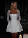 Women's Cocktail Dress Black Sequin Bodycon-1
