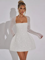 Women's Cocktail Dress Black Sequin Bodycon-2