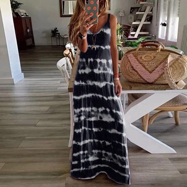Women's Maxi Dress Sky Blue Size S-5XL Cotton Blend-2