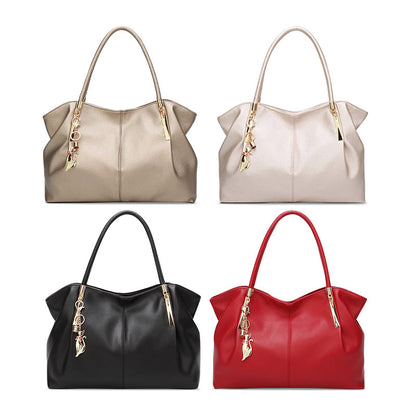 Vegan Leather Shoulder Handbag – Alicia Twin Handles — Red, Black, Beige and Gold colour comparison | BTendance