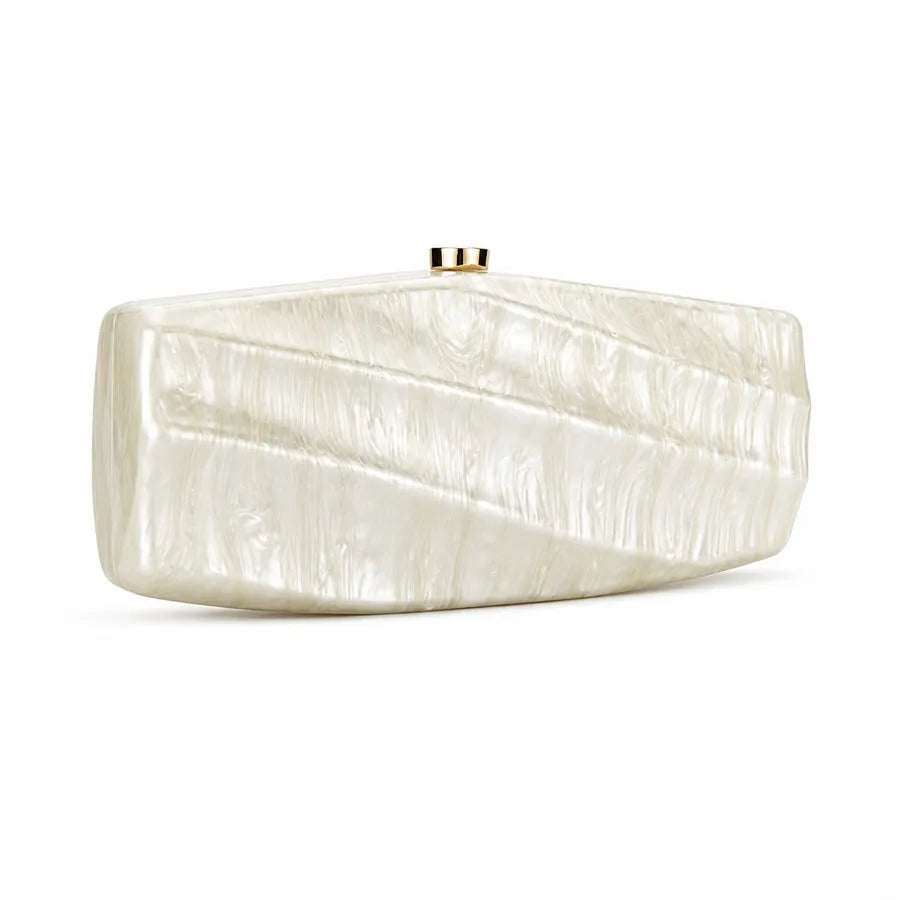 Women's Pearlescent Diagonal Stripe Acrylic Clutch – Front | BTendance