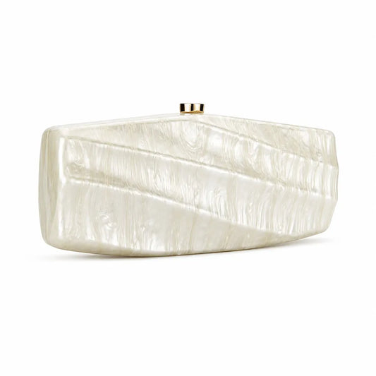 Women's Pearlescent Diagonal Stripe Acrylic Clutch – Front | BTendance