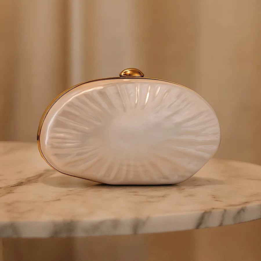 Women's Oval Sunburst Acrylic Evening Clutch – Front | BTendance