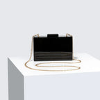 Women's Striped Acrylic Box Clutch with Chain – Back with chain | BTendance