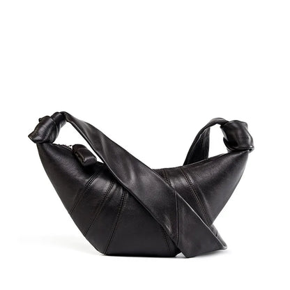 Panelled crescent sling bag – Black bag on white background | BTendance