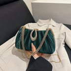 Pleated Evening Bag with Rhinestone Loop Detail – Green held for scale | BTendance