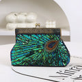 Women's Peacock Beaded Evening Clutch with Kiss Clasp – Front | BTendance