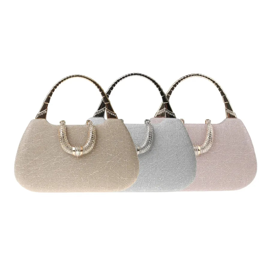 Glitter Evening Handbag with Curved Top Handle – Color selection | BTendance