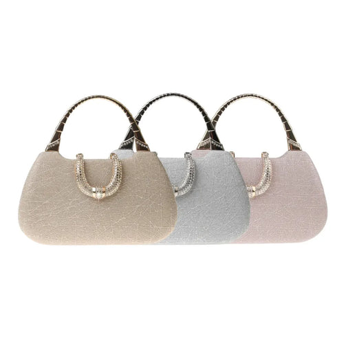 Glitter Evening Handbag with Curved Top Handle – Color selection | BTendance