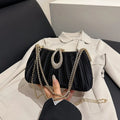 Pleated Evening Bag with Rhinestone Loop Detail – Black held for scale | BTendance