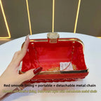 Women's Faceted Rhinestone Evening Clutch with Chain – Open interior and chain | BTendance