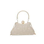 Women's Textured Evening Bag with Pearl-Effect Clasp – Gold front | BTendance
