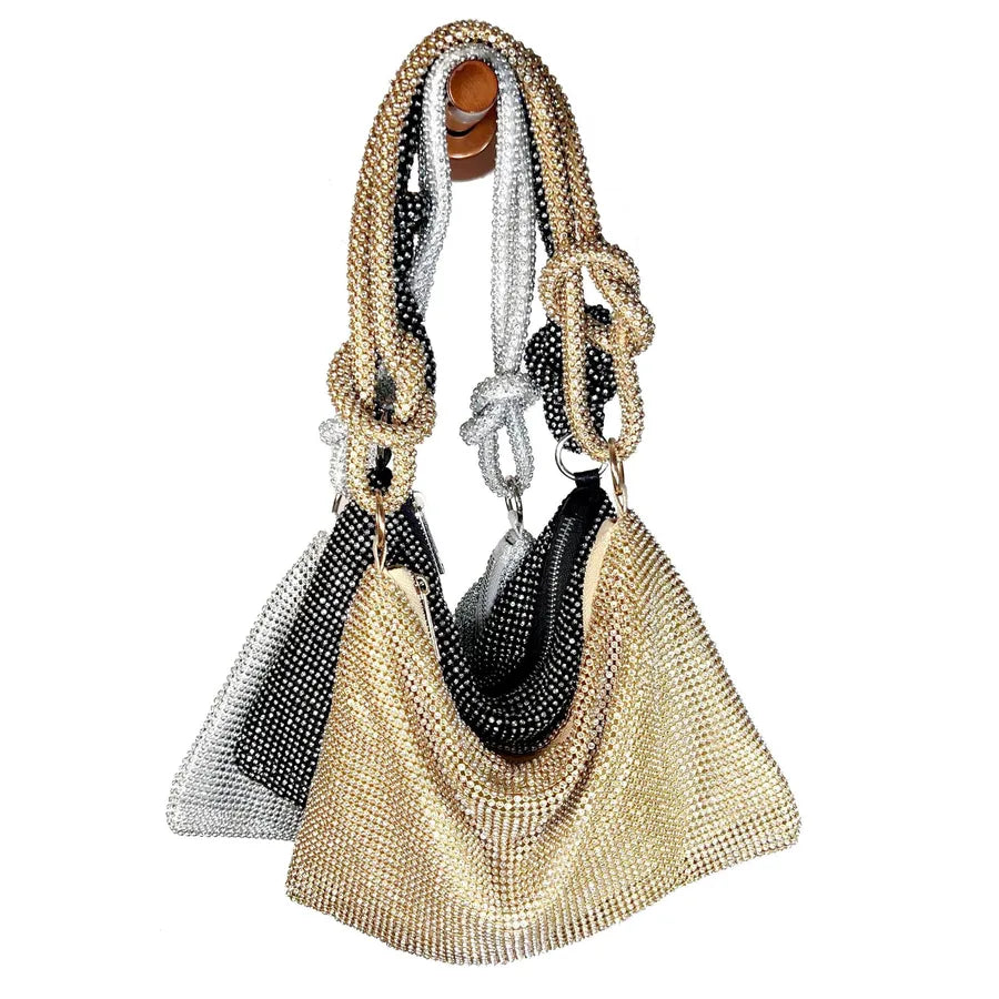 Knotted Rhinestone Hobo Shoulder Bag – Color selection | BTendance