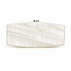 Women's Pearlescent Diagonal Stripe Acrylic Clutch – Front | BTendance