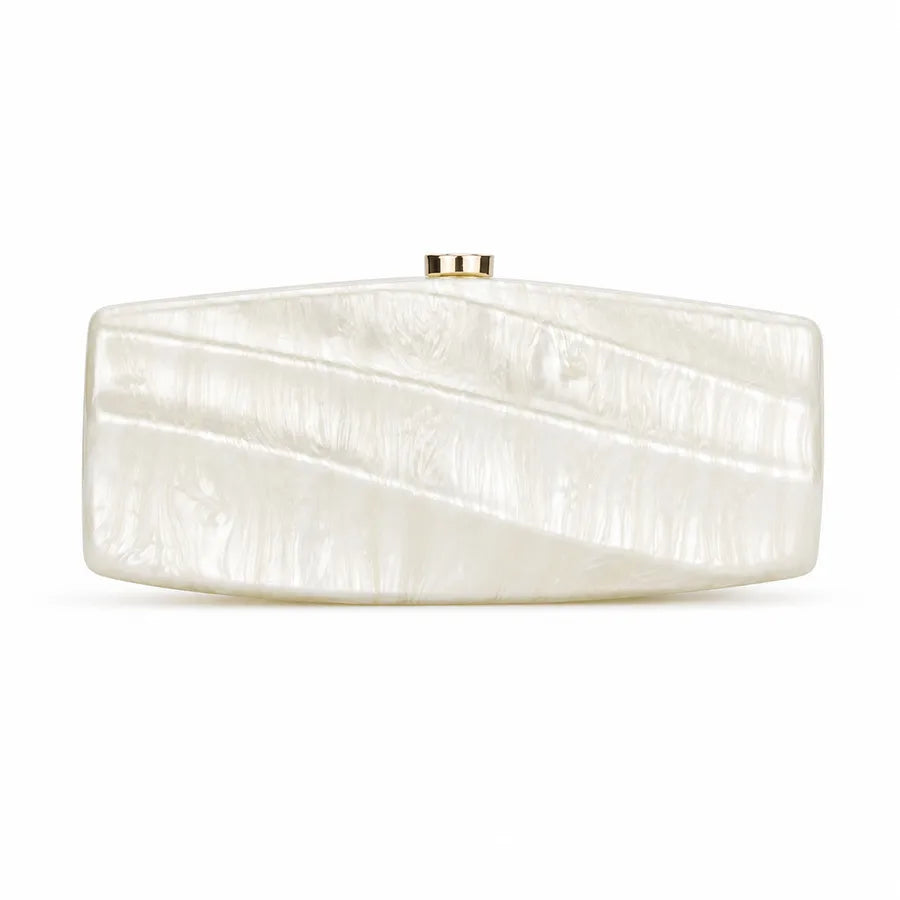 Women's Pearlescent Diagonal Stripe Acrylic Clutch – Front | BTendance