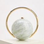 Marbled Globe Evening Bag with Orbit Handle – Green front | BTendance