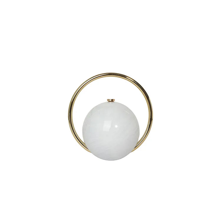 Round Acrylic Orb Bag with Faceted Ring Handle – White front | BTendance