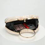 Women's Pleated Fan Evening Bag with Circular Handle – Open interior | BTendance