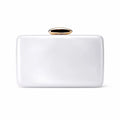Women's Marbled Acrylic Rectangle Clutch with Oval Clasp – White front | BTendance