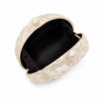 Women's Acrylic Seashell Clutch with Pearlescent Finish – Open interior | BTendance