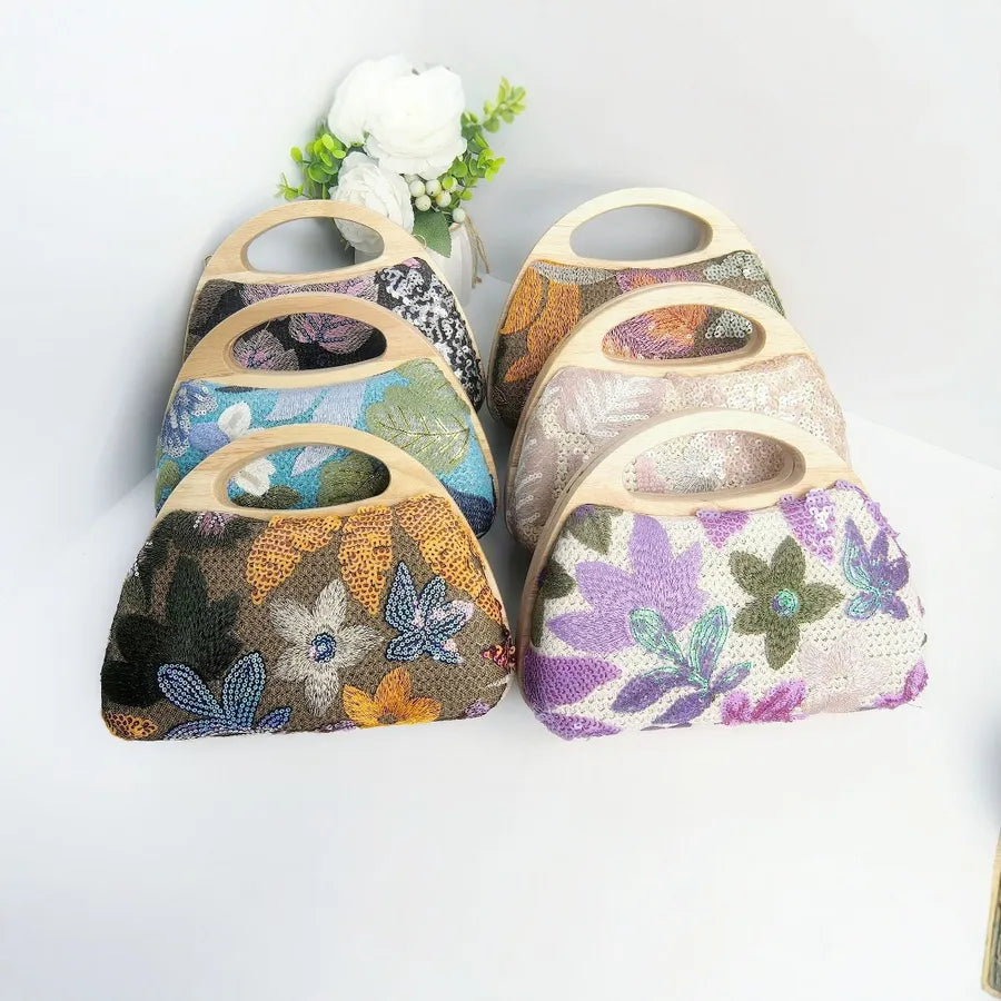 Floral Embroidered Sequin Evening Handbag — product view | BTendance