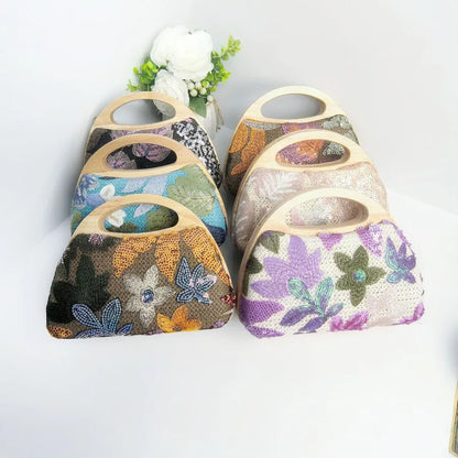 Floral Embroidered Sequin Evening Handbag — product view | BTendance