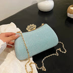Women's Crown Clasp Rhinestone Evening Bag – Green held for scale | BTendance