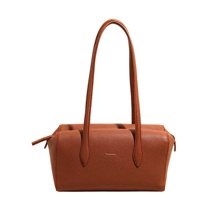 Rectangular shoulder bag with long twin handles — rust on white background | BTendance