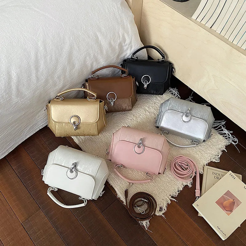 Ring clasp top handle crossbody bag – Six colours arranged together | BTendance