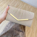 Pleated Envelope Evening Clutch with Metallic Trim – Pleated trim detail | BTendance