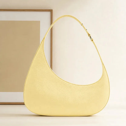 Oval Shoulder Bag with Curved Handle in Beige | BTendance