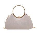 Women's Ring Handle Evening Bag with Floral Texture – Pink front | BTendance