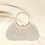Women's Pleated Fan Evening Bag with Circular Handle – Front | BTendance